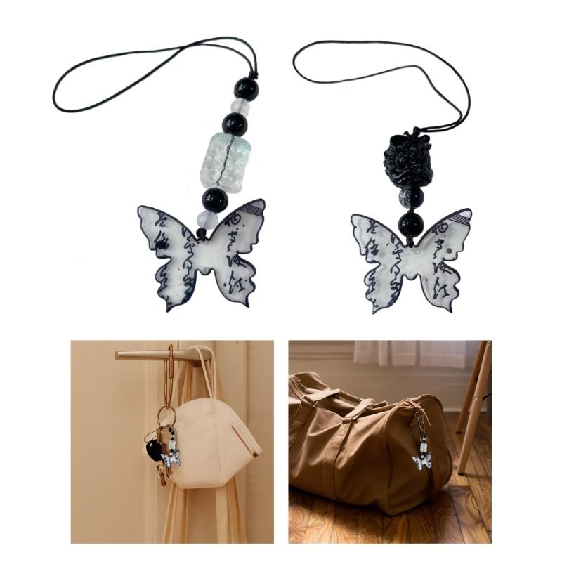 Ancient Han Costume Pendants Trendy Butterfly Phone Lanyard Adorable Butterflys Pendants for Phone Bag Keychain Camera