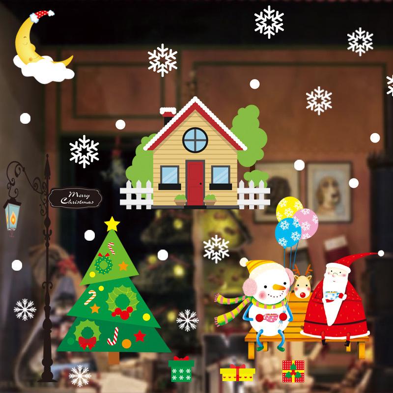 Autocolante Festive de Sărbători: Decor Static pentru Uși și Ferestre de Sticlă pentru Crăciun și Anul Nou