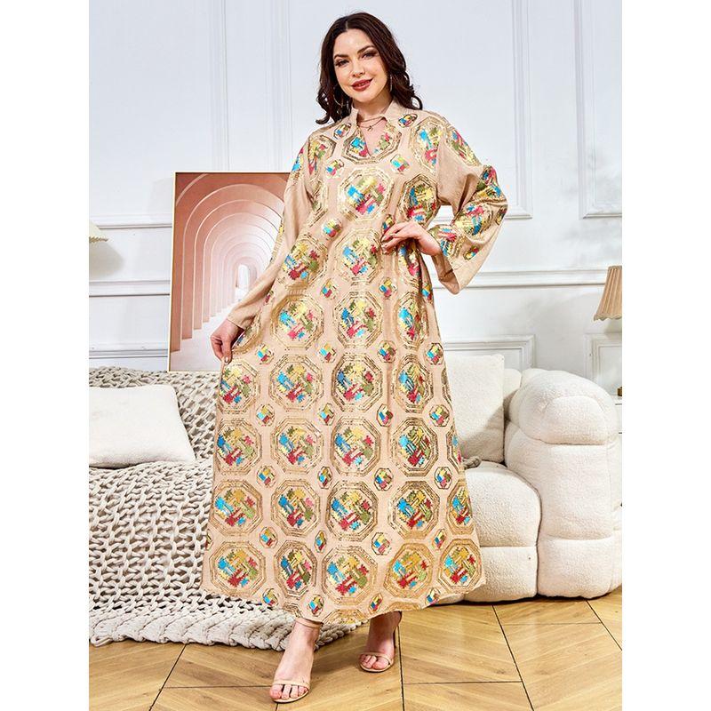Magic Queen Middle East Ethnic Style Robe Women Fashion Sequin Embroidered Evening dress Dubai Dress Dresses