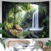 Zen Wild Forest Waterfall Tapestry Misty Cave Scenery Wall Hanging Aesthetic Dorm Bedroom Boho Home Wall Decor Cloth