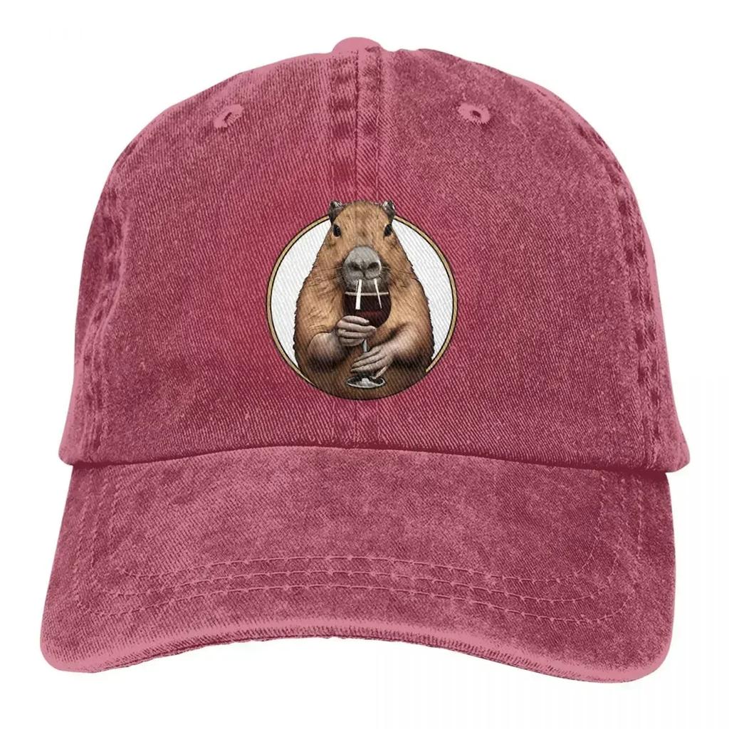 Pure Color Dad Hats Capybara Holding A Glass WoUnisexs Hat Sun Visor Baseball Caps Capybara Peaked Cap