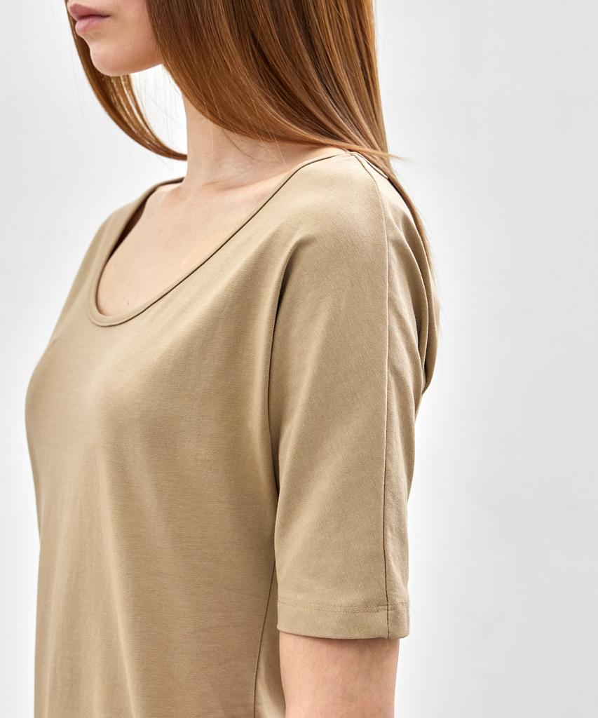 NOTIA Slim Fit U Neck T-Shirts - Beige