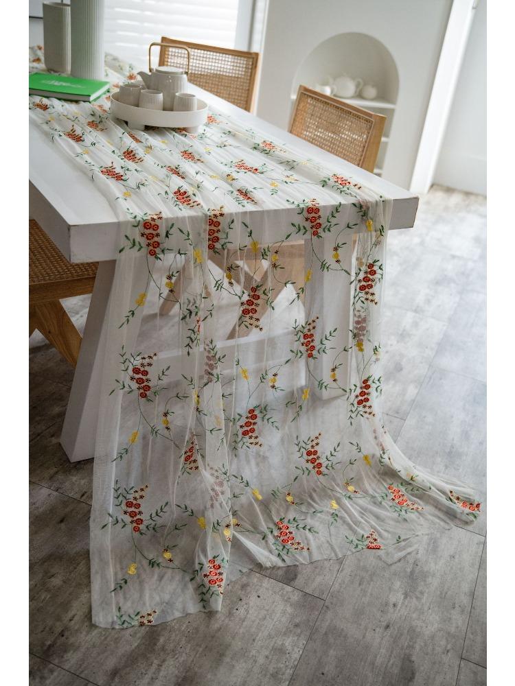 Tischdecke Klein Frisch Rote Blume Garn Desserttisch Dekoration Einfach und Schön Hintergrund Garn Nagelkunst Foto