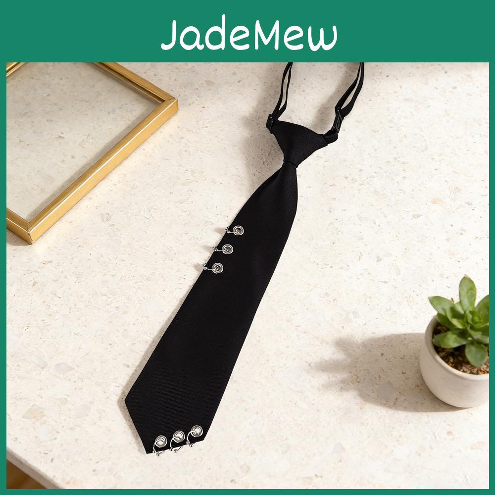 Punk Style Round Ring Studded Tie With Geometric Pattern For Men And Women