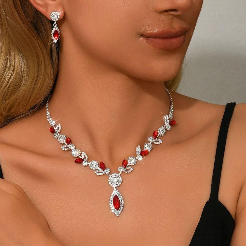 Colar Brincos com Franjas Conjunto de Três Peças Cristal Joias de Luxo com Strass Gargantilha para Mulheres