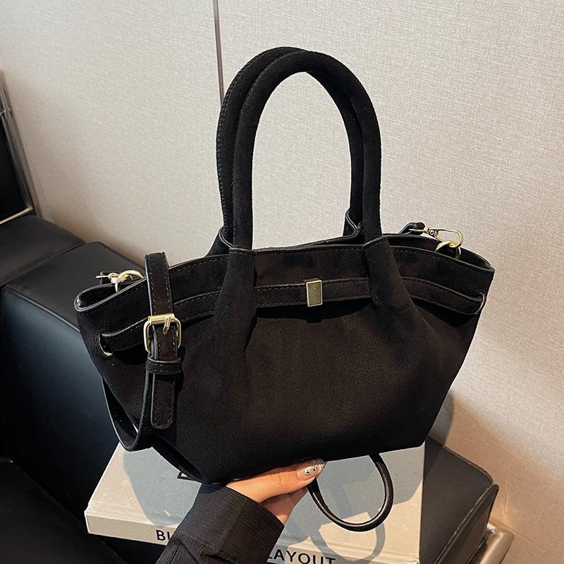 Suede tote bag women's 2025 new autumn and winter high-end niche design large-capacity commuter retro handbag