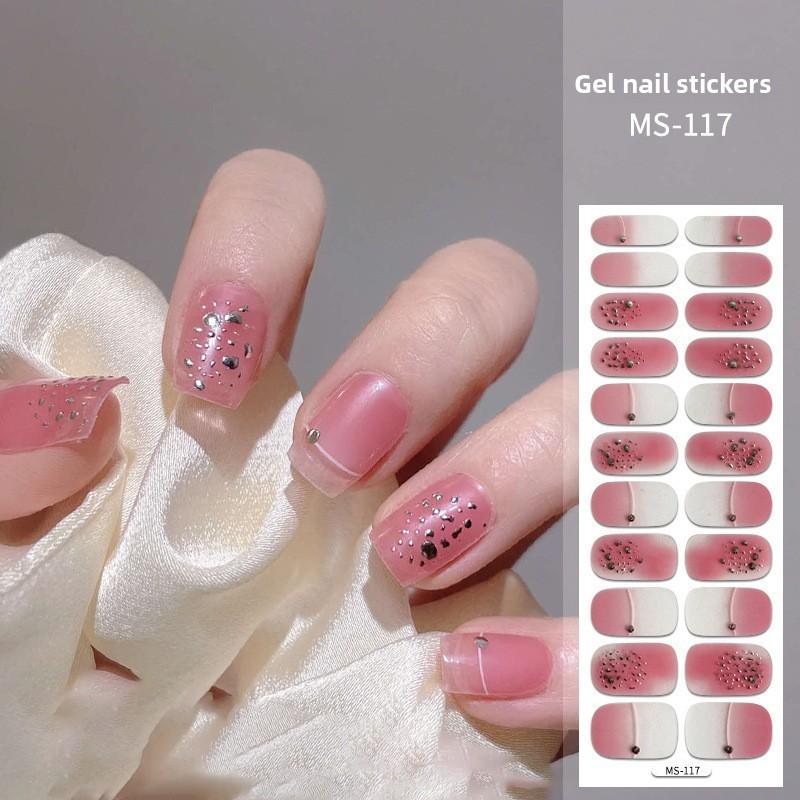 Gel Nail Stickers, 22-finger No-bake Nail Polish Glue, Wearable Nail Pads, Full Application