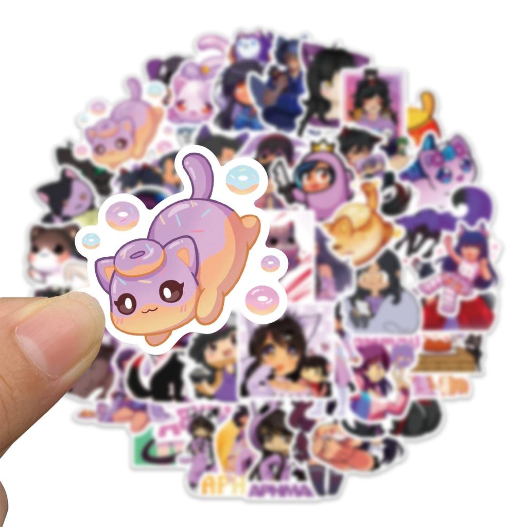 10/50 Peças Adesivos Fofos Kawaii da Aphmau Adesivos de Graffiti de Pelúcia da Aphmau para Mala DIY Laptop Skate Bicicleta Adesivos
