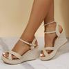Damen Sandalen Modische Keilsandalen Sommer Lässig Outdoor Strandschuhe Peep Toe Plateau Damenschuhe Hoher Absatz Schnallen Sandalen