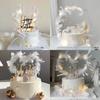 Angel Wing Feather Cake Toppers with Wire Heart String Lights