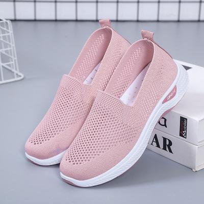 Cloth Shoes Women'S Summer Mesh Breathable One-Pedal Middle-Aged And Elderly Mother Shoes Shallow Mouth Soft Sole Women'S Casual Shoes
