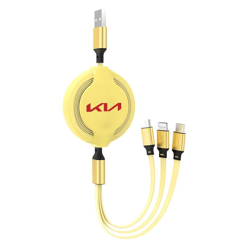 1Pcs Car Mounted Telescopic Three In One Mobile Phone Charger For KIA Sportage Ceed Rio 3 4 k2 k3 k4 k5 k6 K7 K8 Picanto Sorento Optima