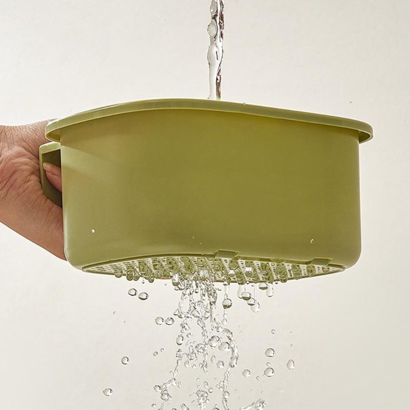Space Efficient Sink Strainer Press Dumping Drain Basket Compacts Kitchen Storage Tray Plastic Food Catchers Organizers