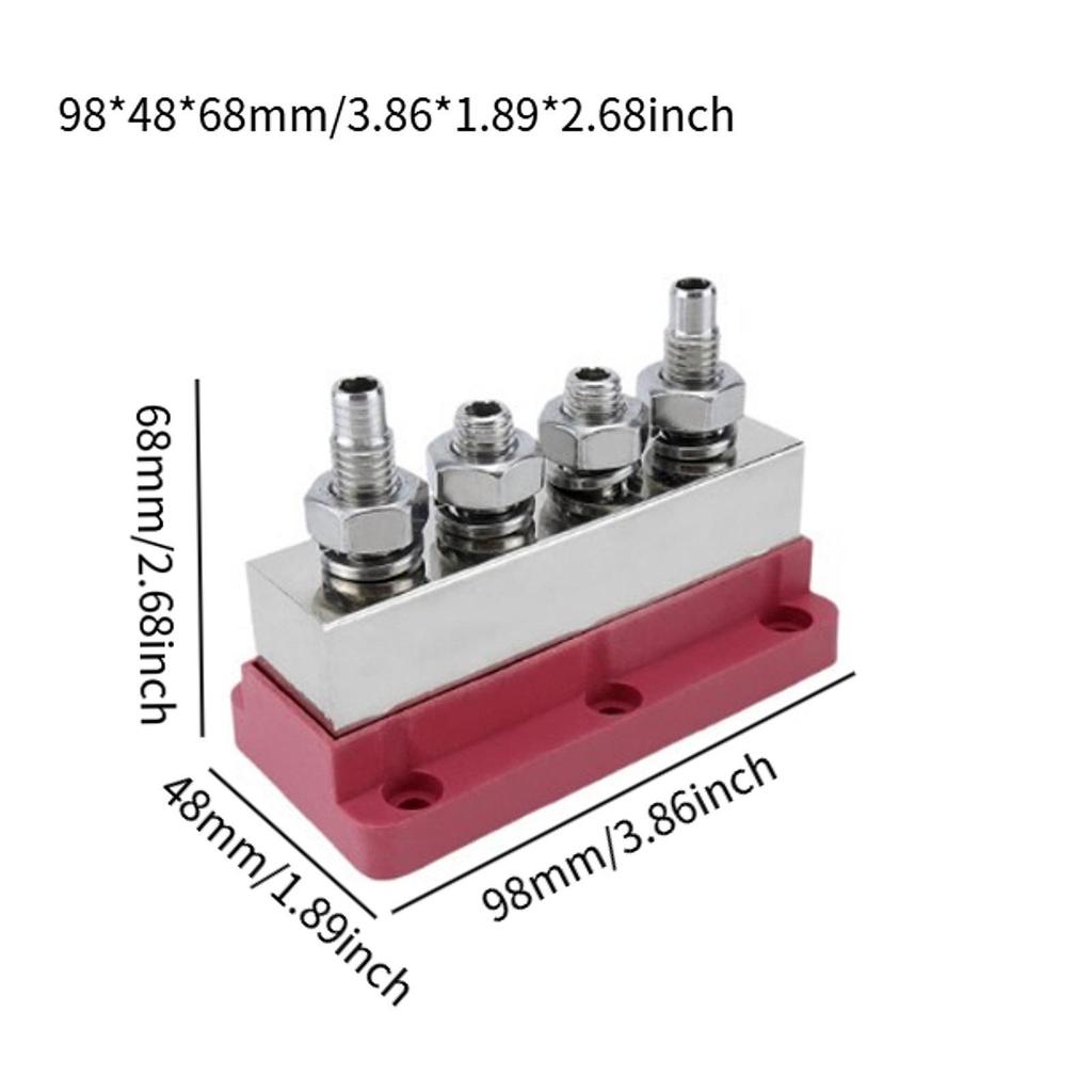 Set of 2 600 A , 4-terminal Distribution Block 12 V- with Cover