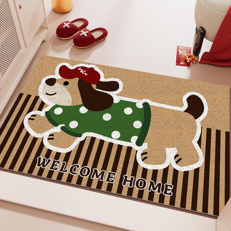 Cartoon Puppy Coir Doormat - Cuttable, Anti-slip, Wear-resistant, and Easy-to-Clean Home Mat