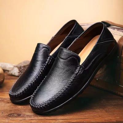 Casual Leather Shoes Men's Comfortable Flat Driving Shoes Set The Trend PU A Slip-on Sleeve Shoes