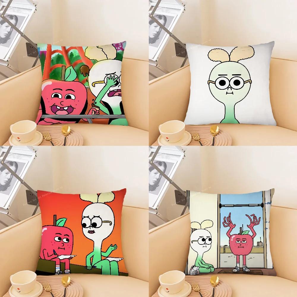 Anime Komedie Voedsel A-Appel En Ui Kussensloop Vierkante Kussen Slaapkamer Bank Vrije Tijd Comfort Auto Woonkamer Huisdecoratie 40X40