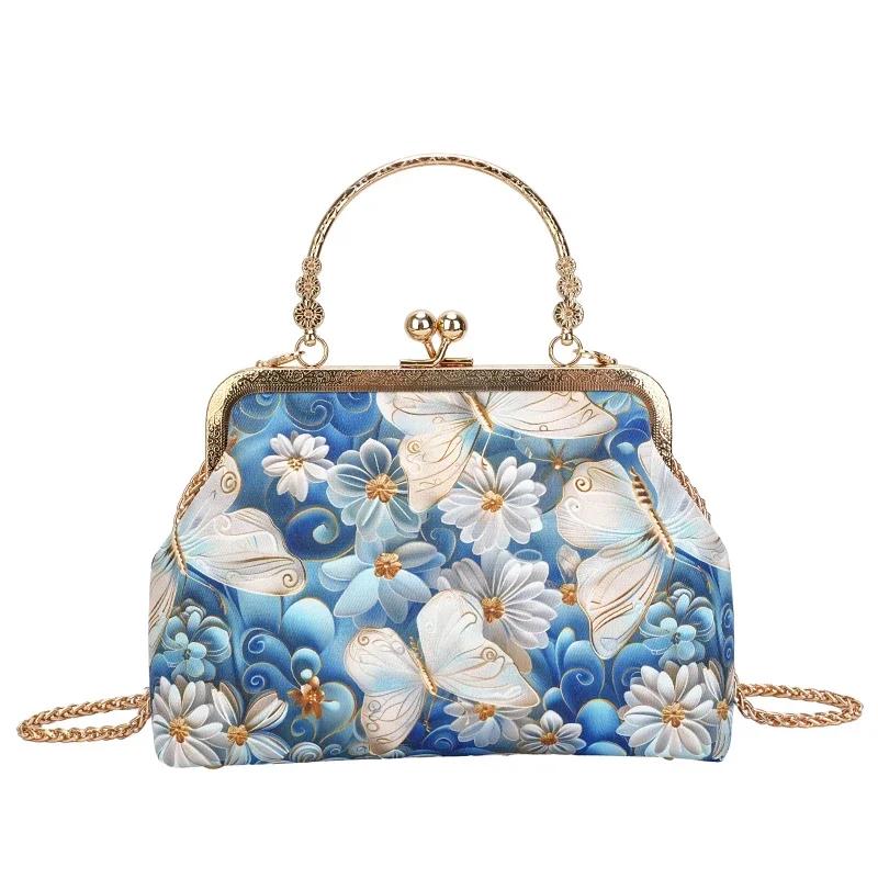 Exquisite Versatile Chain Flower Printing Trend Ladies Shoulder Bags 2026 High Quality Sweet Dinner Crossbody Bags for Women