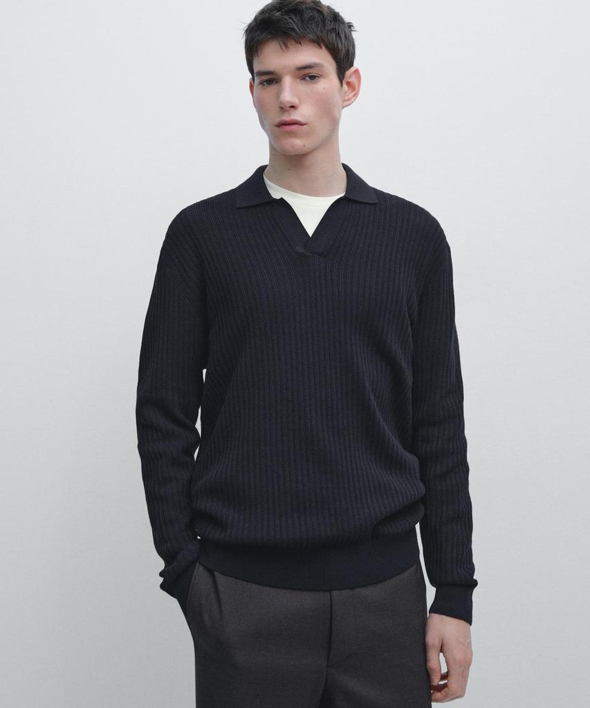 Masimodutti Cotton Blend Knit Jersey Polo