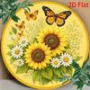 Vintage 3D Aluminum Sunflower Butterfly Metal Wall Art Poster for Living Room