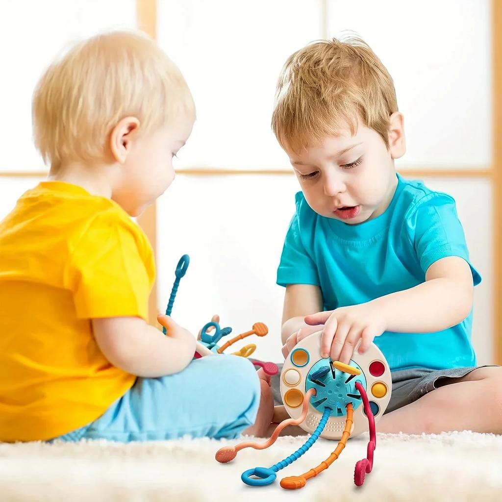 Baby Toys Montessori Silicone Toy Travel Pull String Toy Developing Fine Motor Skill Multi-Sensory Activity Toy Gift