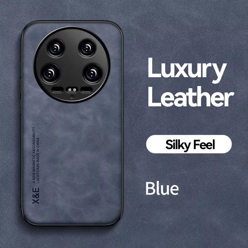 For Xiaomi Mi 15 Ultra PU Leather Car Magnetic Holder Silicone Cover For Xiaomi 15 Pro Mi 14 Ultra Built-in Iron Protection Case