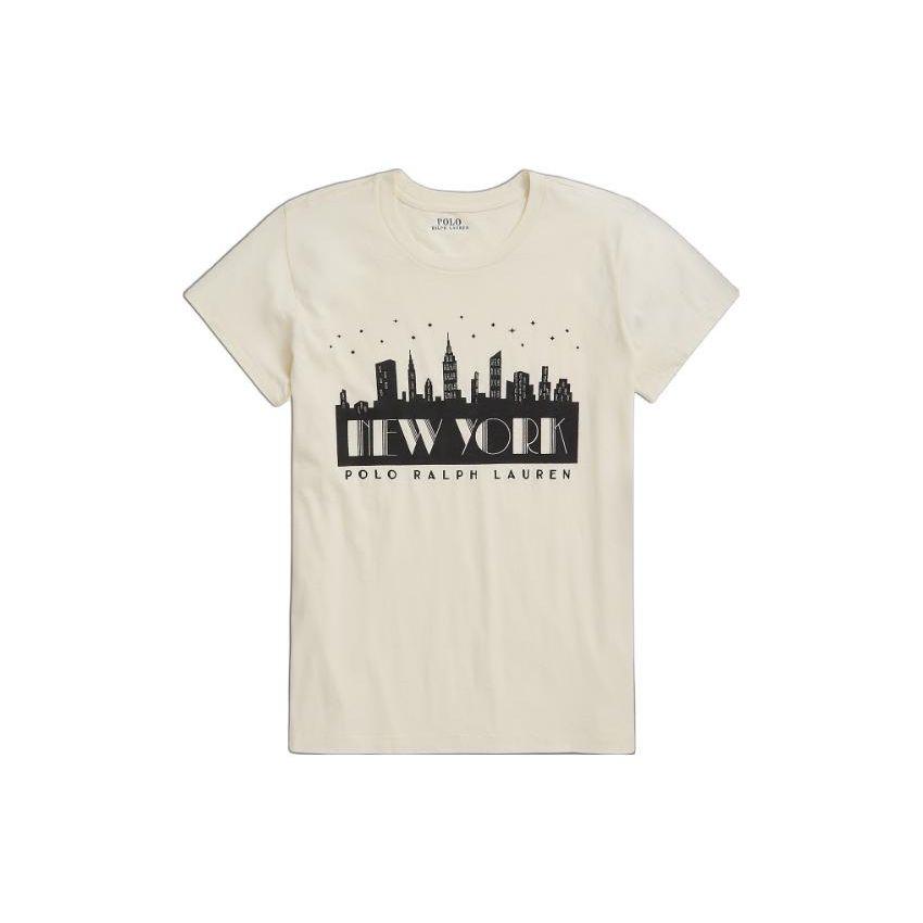 

Polo Ralph Lauren FW22 Футболка женская с коротким рукавом и круглым вырезом, с принтом Manhattan Pattern , бежевая WMPOKNINCU20585-101 S