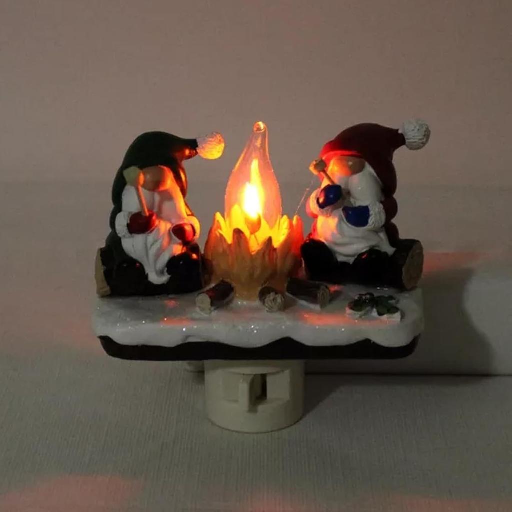 2024 Santa Campfire Flickering Nightlight: 3D Stereo Christmas Eve Lights flameless Candles with fire Marshmallows Designed for Festive ambience
