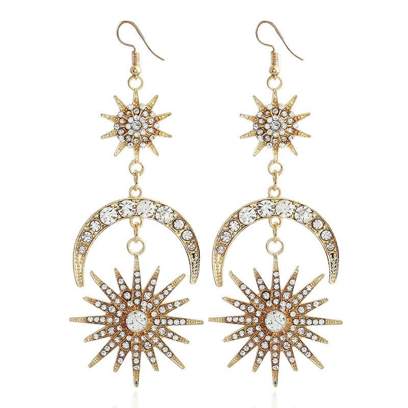 Wish Earrings Fashion Exaggeration Sun Moon Earrings Alloy Earrings Earrings