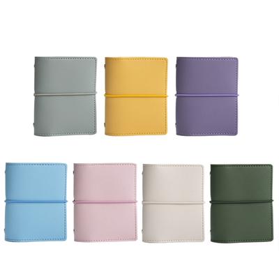 Refillable 5 Holes Binder Notebook with 50 Sheet Refill Paper 12.3x9.8CM Leather 5 Rings Binder Covers with Inner Pocket