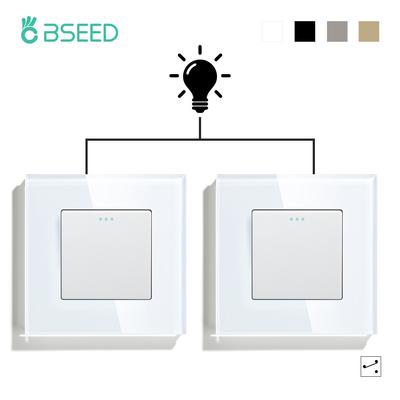 BSEED 1/2/3-fach Wandschalter 2-Wege Mechanischer Lichtschalter Ein Aus Für Treppen Flure Glaswand Wippschalter EU Standard 2er-Pack