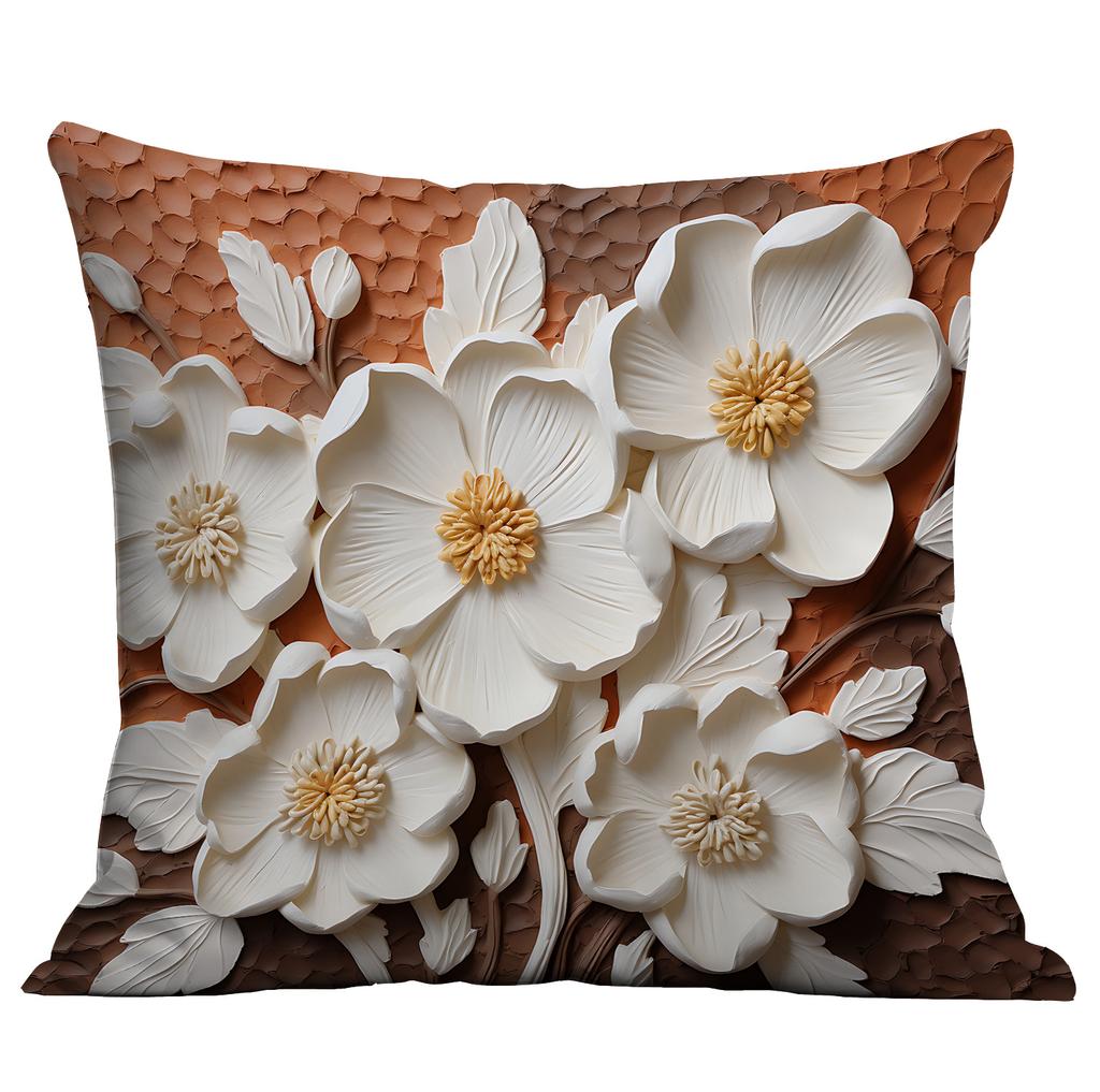 New Flower Pillowcase Imitating Three-dimensional Oil Painting Style Creative Floral Home Living Room Sofa Cushion Pillowcase