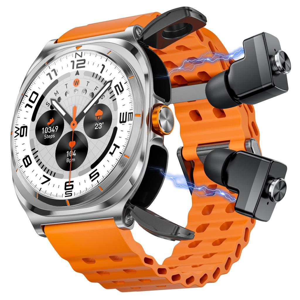 GT98 2 in 1 TWS Earphones 1.53 Inch HD Round Screen Waterproof Sport Smartwatch