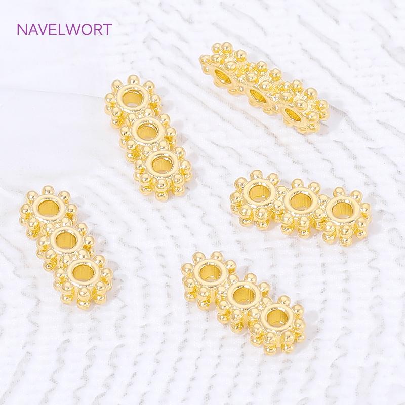 18K Gold Plated Brass 2/3 Holes Beads Separator For Necklace Making Accessories,Spacer Bar,DIY Jewelry Making Supplies