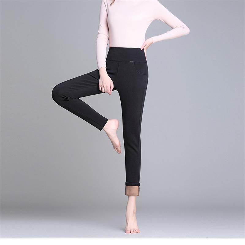 women Winter Warm skinny Pants Velvet Thick Trousers High Waist Elastic Long Stretch  Casual pencil Pants clothes 4XL 5XL 6XL