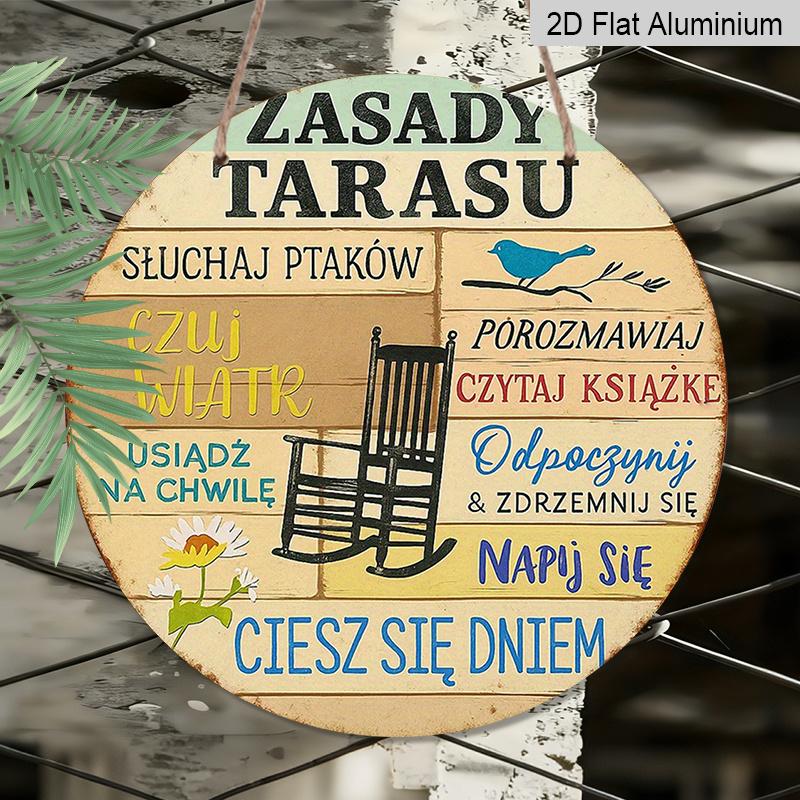 1pc of 2D Flat, Round Polish Aluminum Sign, Vintage Decorative Plaque About "Patio Rules", "Relax Your Mind" Decor Sign, Suitable for Decorating