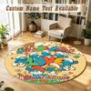 Round Rug Custom NameSmurfs Pattern Non Slip Carpet Home Floor Decor