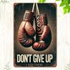 Metallposter Rote Boxhandschuhe Vintage Motivierende Wandkunst Fitnessstudio Dekor