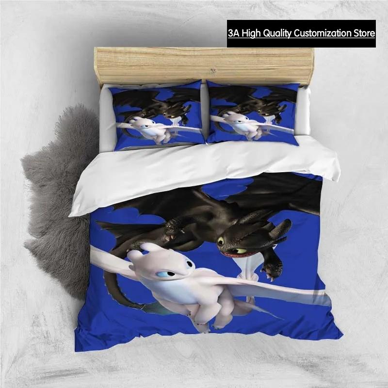 Cartoon Dragon Bedding Set Cute Lovely Duvet Cover with Pillowcase Single Double King Comforter Bed Cover Home Textile
