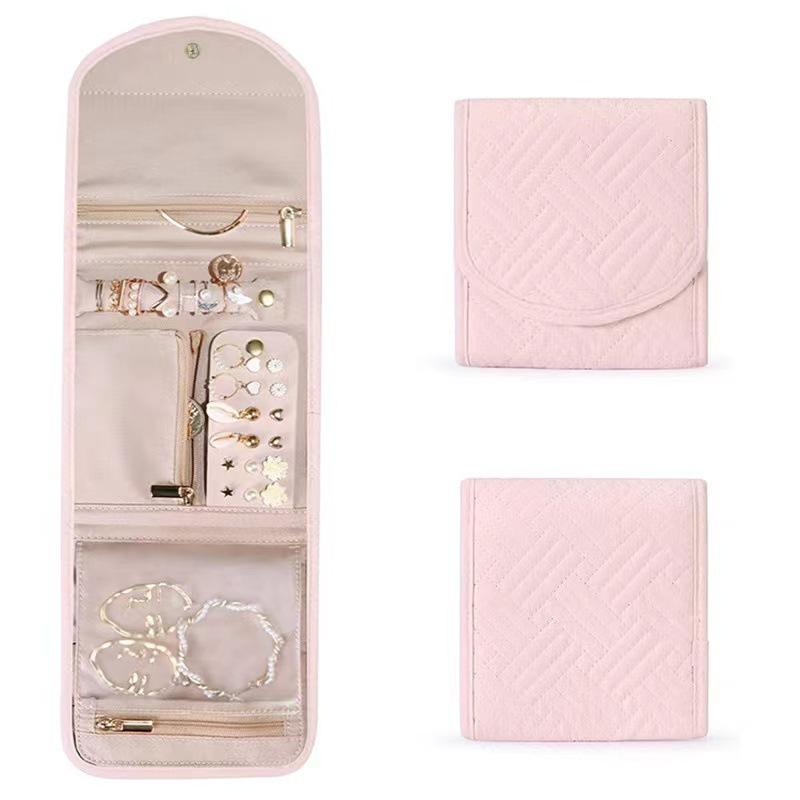 Foldable Portable Travel Jewelry Bag for Necklace Earrings Rings Jewelry Case Organizer Journey Storage Bags for Women Girls