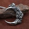 Fashion Creativity Rose Pendant for Men Women Retro Stainless Steel Moon Couple Necklace Personality Jewelry Gifts