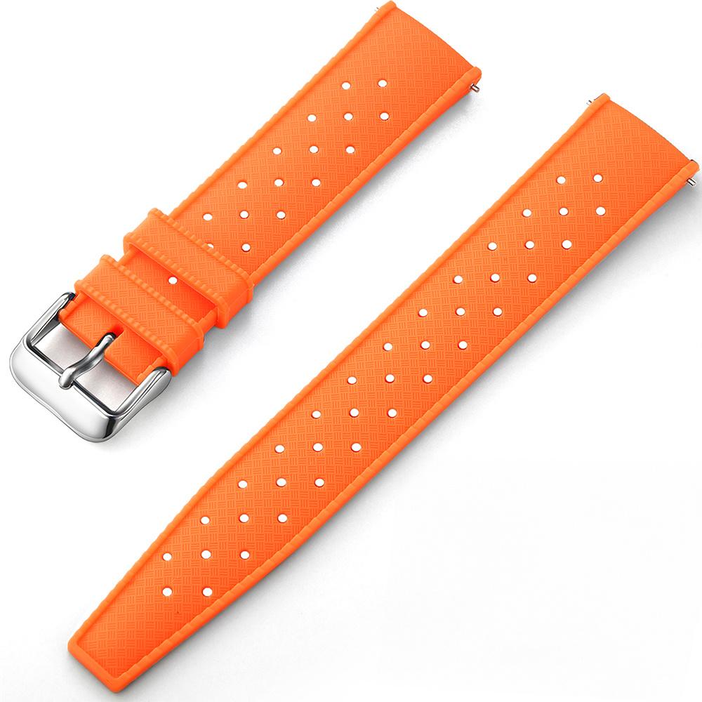 ERBORD Universal Silicone Strap 20mm, Tropic, Orange / Silver Buckle