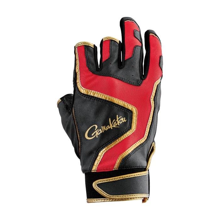 Gamakatsu Stretch Fishing Glove (3-Cut) Black/Red L GM7306