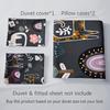 3pcs Cat & Floral Print Bedding Set - Includes 1 Duvet Cover and 2 Pillowcases, Breathable Polyester, Machine Washable - Perfect