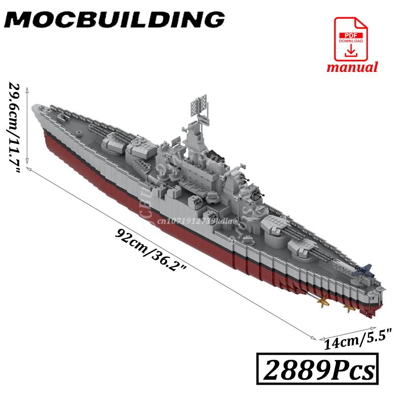 WW2 Battlecruiser Bricks Model MOC Building Aircraft Fighter Carrier Ship USS Construction Artillery Heavy Cruiser Blocks Toys