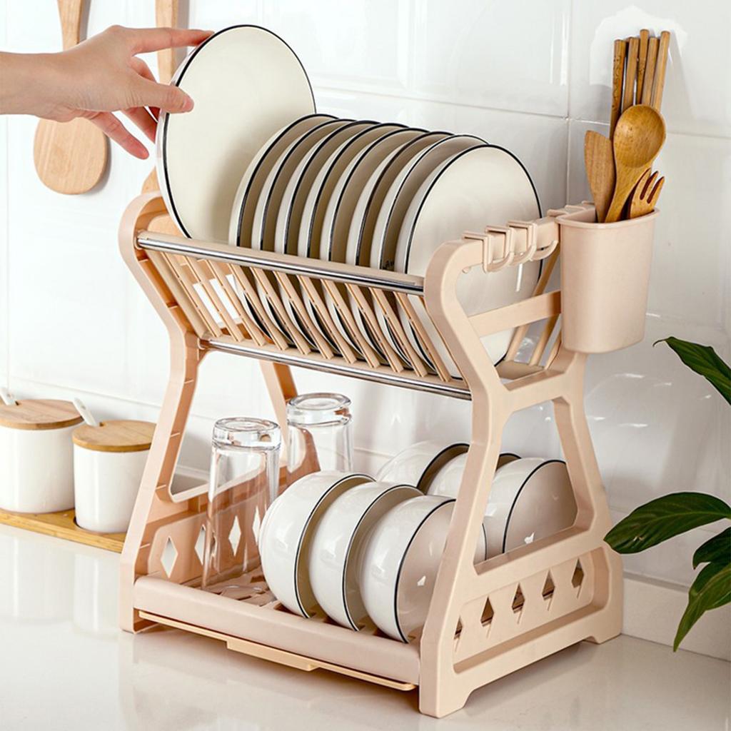 Dish Drying Rack Multilayer Versatile Countertop Plate Bowl Rack Cutlery Holder for Kitchen Countertop Cabinet