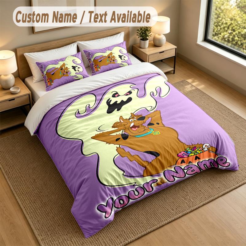 3Pcs Bedding Set Custom Name Text, 1 Sheet 2 Pillowcases Home Bed DecorScooby-Doo