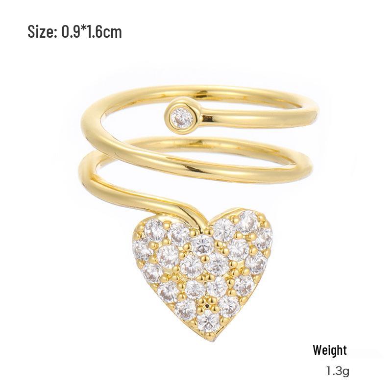 Kenjie Gold-Plated Copper Zircon Women's Adjustable Ring - Stylish Autumn/Winter Design