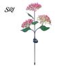 Solar Powered Garden Lamps 3-Head Hydrangea Flower Light with Colorful LEDs Waterproof Outdoor Stake Lights Lamp for Yard Patio Walkway Energy-Saving