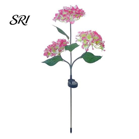 Solar Powered Garden Lamps 3-Head Hydrangea Flower Light with Colorful LEDs Waterproof Outdoor Stake Lights Lamp for Yard Patio Walkway Energy-Saving